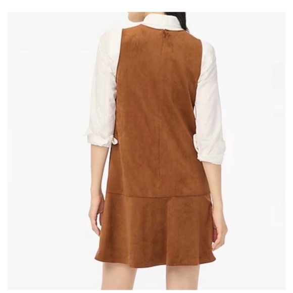 J. Crew Faux Suede Drop Waist Mini Dress Brown Sleeveless Western Size 0 - Picture 3 of 11